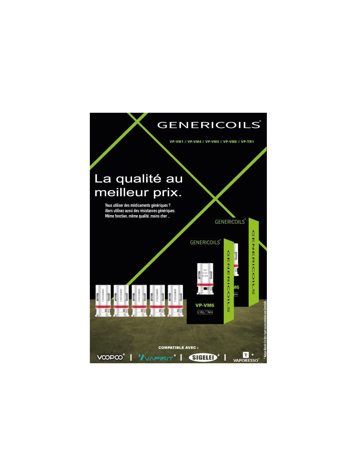 RÉSISTANCES VP PNP / 5PCS - GENERICOILS-Ecigarettes-alavape.com