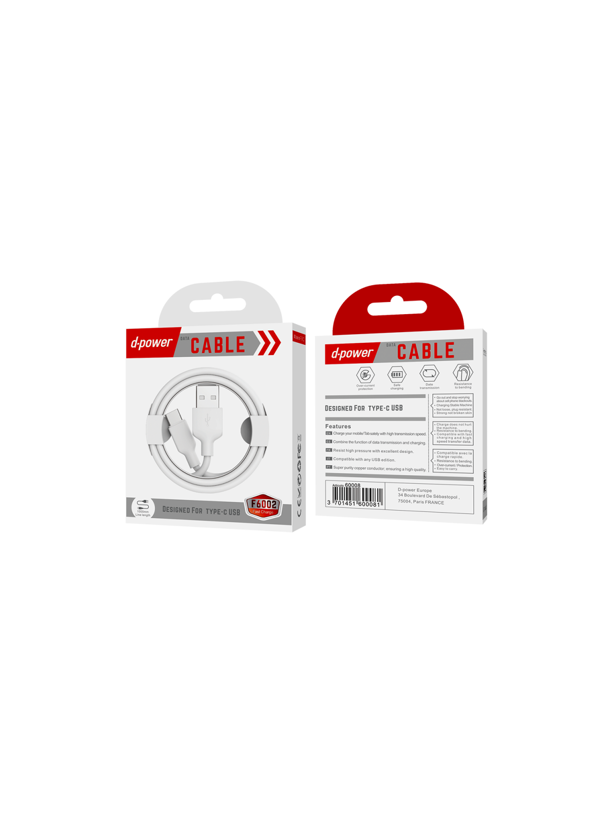 CÂBLE TYPE-C F6002 - D-POWER-Ecigarettes-alavape.com