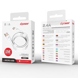 CÂBLE MICRO USB 2M CHARGE RAPIDE F2001 - D-POWER-Ecigarettes-alavape.com