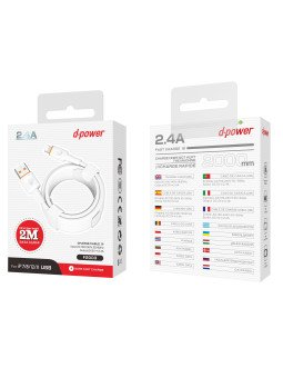 CÂBLE LIGHTNING 2M CHARGE RAPIDE F2003 - D-POWER-Ecigarettes-alavape.com
