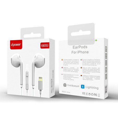 ECOUTEUR PRISE LIGHTNING IPHONE K6053 - D-POWER-Accessoires-alavape.com