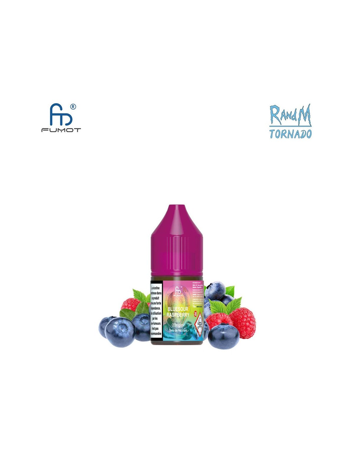 E-LIQUIDE TORNADO FUMOT BLUESOUR RASPBERRY SELS DE NICOTINE 10ML - RANDM