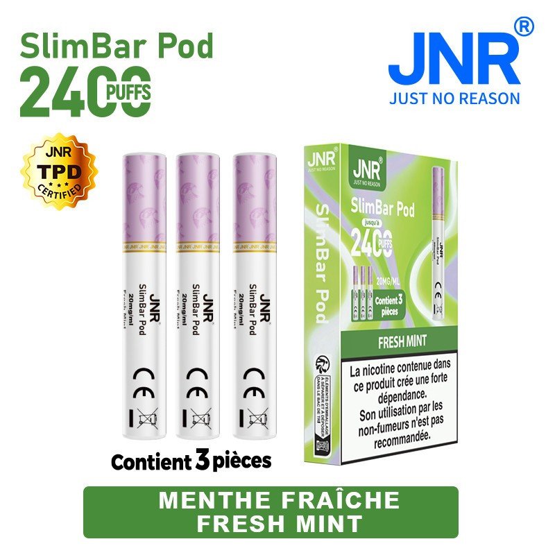 Cartouche Fresh Mint / 3pcs 2400 PUFFS - SLIMBAR JNR Boite