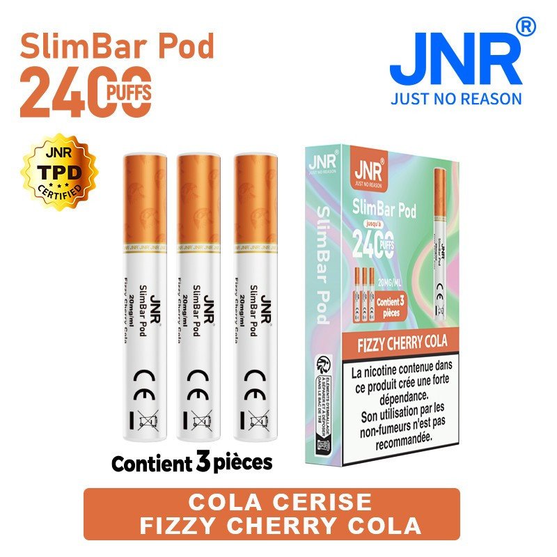 Cartouche Fizzy Cherry Cola / 3pcs 2400 PUFFS - SLIMBAR JNR boite de regroupement